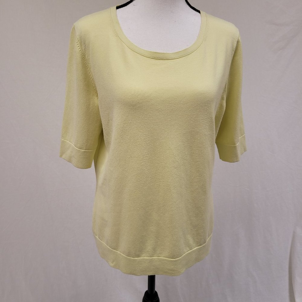 Lafayette 148 NY Lime Green Short Sleeve Top XL